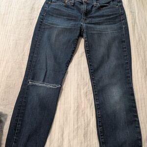 J. Crew Dark Blue Distressed Skinny Jeans